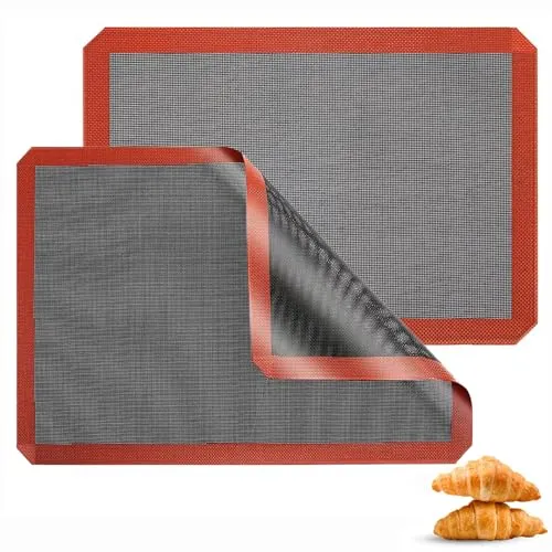 Stück Backmatte Silikon, 40x30cm Silikonbackmatte Antihaft | Silikonmatte Backen, Wiederverwendbare, Rutschfest und hitzebeständig, Backunterlage für Brot, Macarons, Kekse, Pizza 2