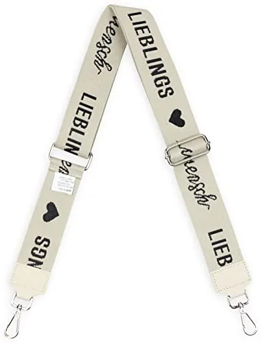 Frentree Schultergurt 5cm breit, Made in Italy, Schulterriemen für Taschen und Handtaschen, verstellbarer Taschengurt für Damen und Herren, DIY Zubehör Lieblingsmensch Beige Schwarz
