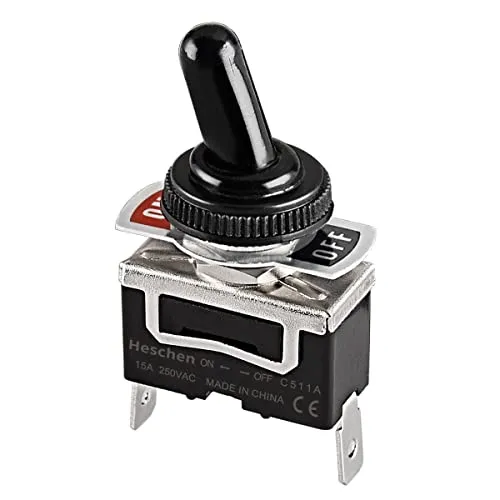 Heschen Metall-Kippschalter, C511A, SPST gewartet, Ein/Aus 2 Positionen, 15A 250VAC, 2 Flachsteckanschluss, CE, mit wasserdichter Abdeckung (1)