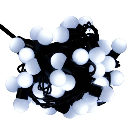 LED Lichterkette Außen Kugeln 6,5 m, 50 LED weiss Partylichterkette Partylicht Partybeleuchtung Deko Beleuchtung Party-Lichterkette Sommer