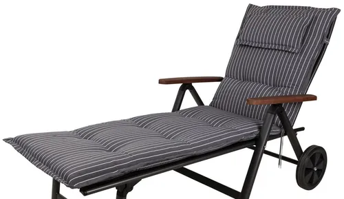 KETTtex Liegenauflage Rollliege Rom 0709 - Gartenliegenauflage in grau-weiß gestreift, 100% Polyester, mit verstellbarem Halteband und Bindebändern für optimalen Sitzkomfort. Maße: 195x60x8 cm.