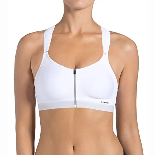 TriAction Damen Bügelloser Sport-BH Control Boost F, Gr. 70C, Weiß (WHITE 03)