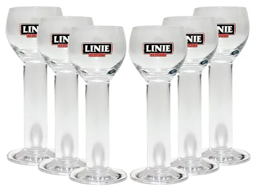 Original Aquavit LINIE Schnapsgläser 2cl - 6er Set - Transparentes Schnapsglas-Set für Bar & Spirituosen, ideal für den Genuss von Aquavit. Hochwertiges Glas für besondere Anlässe.