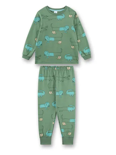 Sanetta Jungen-Schlafanzug grün Dackel & Krokodil