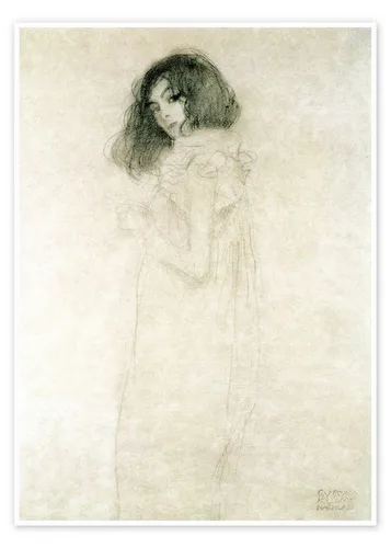 Posterlounge Wandbild Porträt einer jungen Frau, Gustav Klimt, erhältlich als Poster, Leinwandbild, Wandsticker oder Acrylglasbild