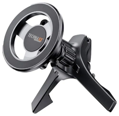 Technaxx Magnetischer Luftventilator Auto-Handyhalter TX-304, 360° Drehbare Autohalterung für iPhone 12 & höher mit Kabelmanagement, Starke N52 Magneten & Metallring für alle Handys