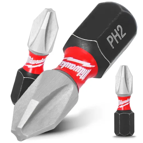 Magnetisch Bit PH2 25 mm Stahl Philips Schraubendreher MILWAUKEE Magnetbit Kurz