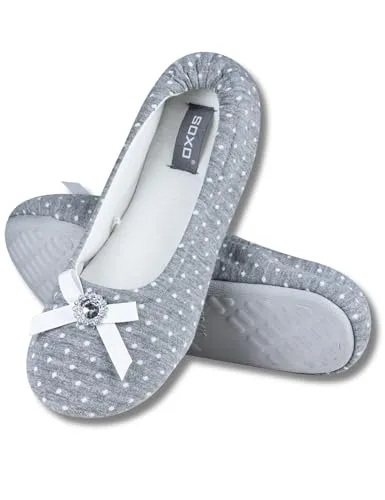 soxo Damen Ballerinas Hausschuhe mit Diamant in Grau 39/40 von soxo