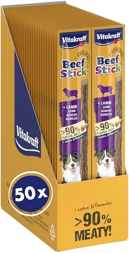 Vitakraft Beef Stick Original - Hundeleckerli mit Lamm, über 90% Fleischanteil, ohne Zucker und Konservierungsstoffe, ideal zum Verwöhnen und Belohnen