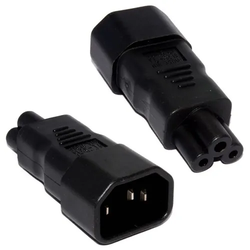 Polig IEC Buchse C14 Zum Kleeblattstecker Stecker C5 Adapter Nach Oben Zum 250V Schwarz 3