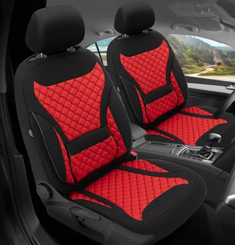 BREMER SITZBEZÜGE Jeep Wrangler JK (2007-2018) - 2-tlg. Schonbezüge in Schwarz/Rot - Hochwertige Schonbezüge für Jeep Wrangler JK (2007-2018). Strapazierfähiges Mikrofaser-Velours, rutschfest und einfach zu montieren. Optimaler Schutz vor Abnutzung und Schmutz, inklusive praktischen Taschen für zusätzlichen Stauraum.