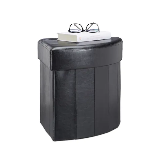 Relaxdays Faltbarer Polsterhocker mit Aufbewahrung - Stilvolle Hocker: Moderner, eckiger Hocker mit ca. 26 L Stauraum - Ideal für Zimmerecken und platzsparend faltbar - Bequemes Polster für vollen Sitzkomfort.