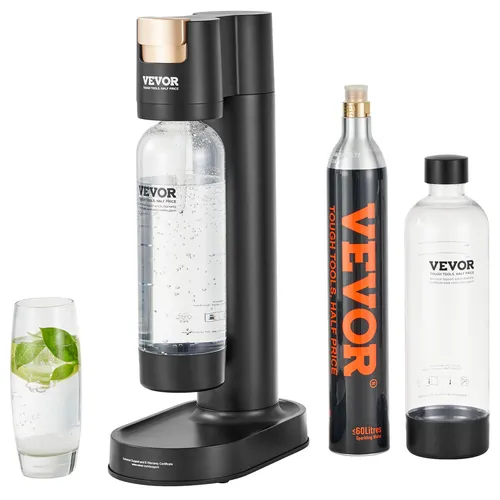VEVOR Sprudelwassergerät Soda-Maschine 2 PET-Flasche 1 CO2-Flaschen Schwarz
