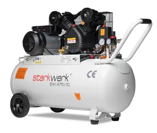 Starkwerk SW 475/10 Druckluft Kompressor - Kompressor mit 100L Kessel und 10 Bar Druck, ideal für Handwerksprojekte und industrielle Anwendungen, bietet hohe Durchflussrate von 250 l/min.