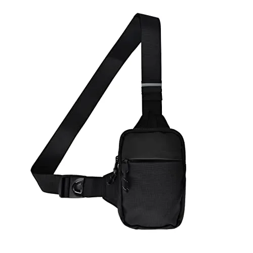 Schultertaschen, Brusttasche mit Reflexstreifen, Sling Bag, Umhängetaschen Sling Rucksack Crossbody Bag Backpack, Schultertasche für Outdoorsport Wandern Radfahren Bergsteigen Reisen Camping (Schwarz)