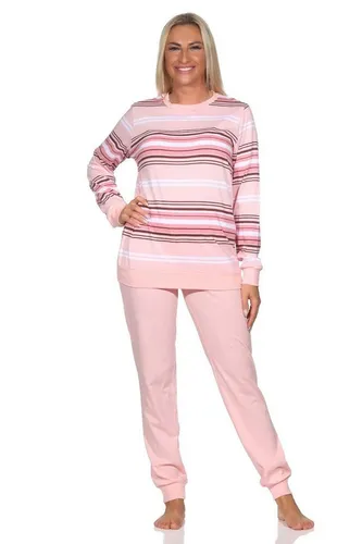 Normann Damen Langarm Schlafanzug mit Bündchen, rosa, Größe:56-58 - Stylischer Langarm Schlafanzug in Streifenoptik für Übergrößen. Die Bündchen sorgen für optimalen Sitz und hohen Schlafkomfort. Hergestellt nach OEKOTEX STANDARD 100 für schadstofffreie Textilien.