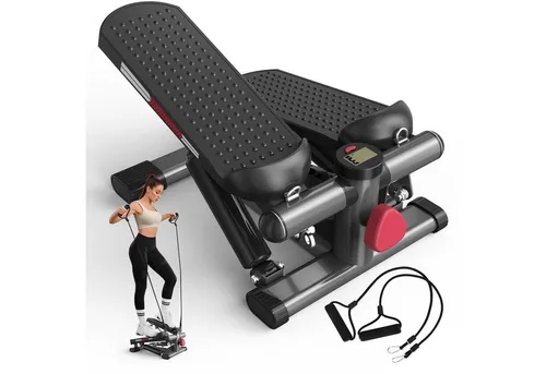 JASPORT Mini-Stepper ST1 2-in-1 Mini Stepper mit Widerstandsband (2-in-1 Up-Down Swing Stepper mit Power Ropes), leise, max. Belastbarkeit 100kg