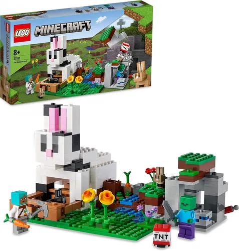 LEGO 21181 Minecraft Die Kaninchenranch, Bauernhof-Spielzeug mit Zähmer, Zombie
