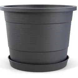 Plastard Blumentopf Terra Ø 46 cm mit Untersetzer Anthrazit in grau von Plastard
