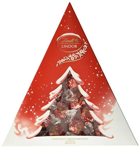 Lindt LINDOR Tanne groß | 187g | Edle Weihnachts-Tannen aus zartschmelzender LINDOR Vollmilch-Schokolade | Festliches Schokoladengeschenk zu Weihnachten | Ideal zum Verschenken & Genießen