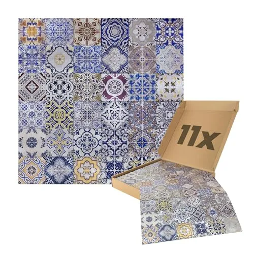 Dalsys Wandpaneel 1m² selbstklebend - Lissabon Mosaikfliesen - Wandpaneele - Feuchtigkeitsbeständig und einfach anzubringen, ideal für kreative Raumgestaltungen in Küche, Bad und Wohnzimmer.