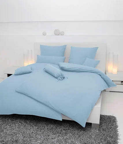 Janine Bettwäsche PIANO 0125, 3-teilig, Soft-Seersucker in blau von Original Janine