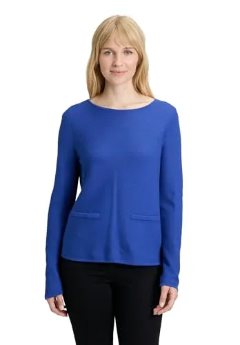 Betty Barclay Strickpullover mit Rundhalsausschnitt in Royal, Größe 44 - Strickpullover in lässigem Regular Fit, aus Baumwoll-Mix für hohen Tragekomfort und mit Ziertaschen als dezente Akzente.