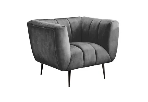 riess-ambiente Sessel NOBLESSE 105cm grau / schwarz (Einzelartikel, 1-St), Wohnzimmer · Samt · Metall · mit Armlehne · Retro