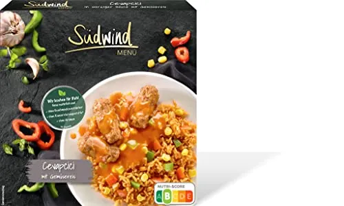 Cevapcici in würziger Sauce mit Gemüsereis – Fertiggericht für Mikrowelle oder Wasserbad