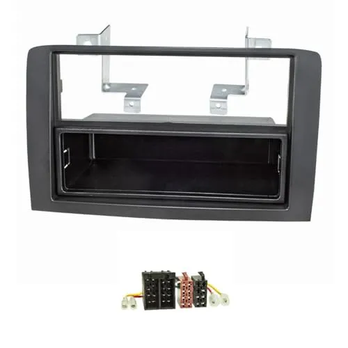 tomzz Audio 2414-028 Radioblende Set kompatibel mit FIAT Idea Lancia Musa schwarz mit Radioadapter ISO