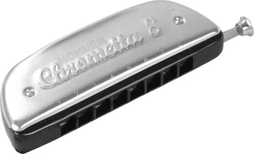HOHNER Chrometta-8 Harmonica - Japan Import - Mundharmonika mit 32 Tönen und robustem Kunststoffkörper, bietet durch seitlich geschlossene Deckel optimalen Druck für kraftvollen Klang.