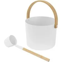 LuxeBath Saunazubehör-Set Aluminium Weiß mit Aufgusskübel und Schöpfkelle - Elegantes 2-teiliges Aufgusskübel-Set aus pulverbeschichtetem Aluminium in Weiß, mit 6 Litern Fassungsvermögen und ergonomischer Kelle. Ideal für Saunabereich und Wellness-Anwendungen.