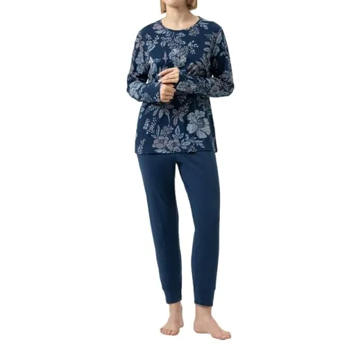 Mey - Nostalgia - Schlafanzug (44 Deep Marine) - Bequemes Set aus Langarm-Shirt und 7/8-Hose mit Gummizug. Ideal für entspannte Nächte, gefertigt aus natürlichen Materialien für höchsten Komfort.