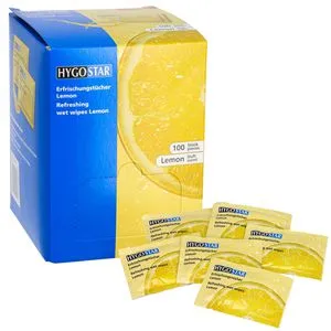 Franz-Mensch Erfrischungstücher Hygostar, 31511, einzeln verpackt, mit Lemon-Duft, 100 Stück