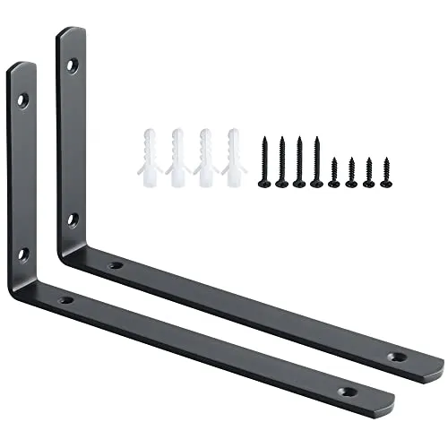 Winkel Regal, SAYAYO Regalwinkel Edelstahl Schwarz Multifunktionale Metallwinkel für Wandhalterung Regal, Regalhalterung, Eckregal, Hölzern Möbel, 2 Stücke Regalhalterung 250x150, EJ5218B-2P