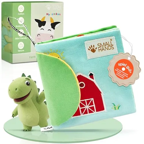 MY FIRST BOOK® Small Hands | Fühlbuch für Babys ab 0 Jahren (Bauernhof) - Weiches Stoff-Fühlbuch für erste Entdeckungen. Kontrastreiche Farben und verschiedene Materialien fördern die Sinne deines Babys und laden zum spielerischen Erkunden ein.