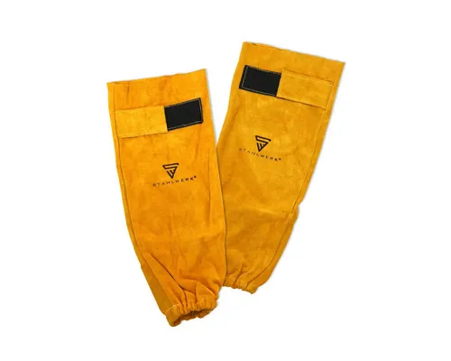 STAHLWERK Schweißer-Armschutz - Hitzebeständige Echtleder-Armstulpen - Arbeitshandschuhe: Hochwertiger Schweißer-Armschutz aus strapazierfähigem Rindsleder, idealer Schutz vor Funken und Metallsplittern für alle Schweißverfahren.