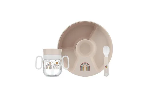 Mepal Mio Baby Geschirr-Set, 3-teilig, Sunshine & Rainbow - Praktisches 3-teiliges Geschirr-Set für Kinder, ideal für Ausflüge und Reisen. Robust und leicht zu reinigen – perfekt für kleine Entdecker!