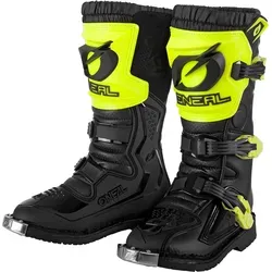 ONeal Rider Kinder Stiefel - Schwarz/Neon-Gelb - 31 EU - Motorradstiefel mit perfekter Passform und Schutz, ideal für MX, Enduro und Trail. Leichte Handhabung durch verstellbare Schnallen und optimaler Tragekomfort dank Air-Mesh-Innenleben.