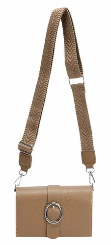 ITALYSHOP24 Schultertasche Damen CROSS OVER BODY Brusttasche Umhängetasche Clutch mit Geldbörse (kleine Gürtel-Tasche, 3 getrennte Fächer, breites Gurt, Kartenetui), Bodybag Geldtasche Muster Taschengurt, Handyfach, Leder Optik, leicht