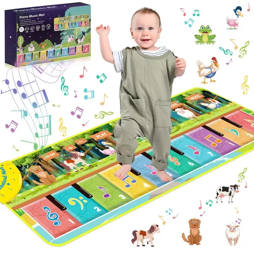 NCKIHRKK Musikmatte Kinder ab 1 Jahr, mit 7 Tieren, Baby Spielzeug Geschenk 1 Jahr Junge Mädchen, Klaviermatte Tanzmatte Kinder Spielzeug ab 1 Jahr, Mitgebsel Kindergeburtstag 3 4 5 6 7 8 Jahre