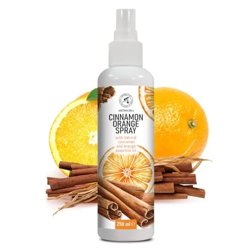 Zimt-Orange Aromaspray 250ml - Aromatherapie Raumspray mit ätherischem Zimtöl und Orangenöl - Spray zur Aromatisierung der Luft - Raumnebel - Kissen- und Leinenspray - Duftspray - Aromaspray