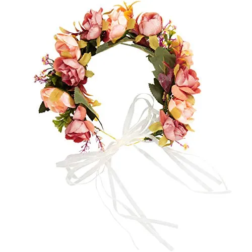dressforfun 302790 Blumen Stirnband Haarband Blumenkranz, größenverstellbar, für Hochzeit oder Trachten Party