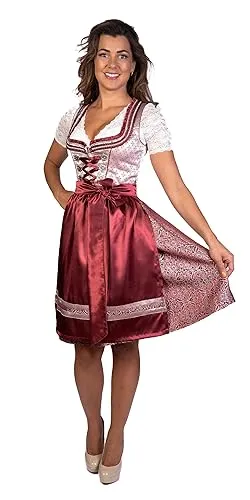Trachtl Midi Dirndl Kerstin Bordeaux rot 42 - Elegantes Midi Dirndl aus 100% Polyester, maschinenwaschbar und ideal für festliche Anlässe in der Kategorie Trachtenmode.