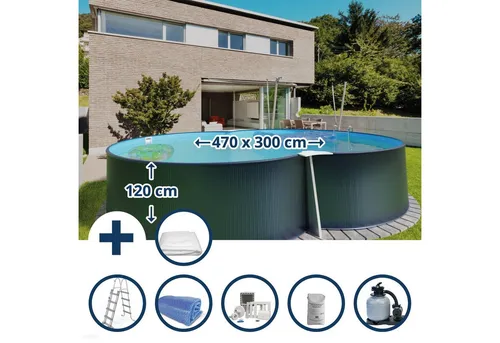 Waterman Achtformpool Stahlwandpool Set 470x300 cm