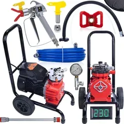 Rosfix Red Strong Storm 1100 Farbspritzanlage - Farbsprühsystem mit 3500W Motor, ideal für Profis und Heimwerker. Hoher Druck von 22 MPA und 18 l/min Durchfluss für perfekte Ergebnisse auf Wänden und Stahlkonstruktionen.