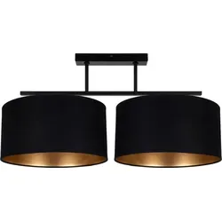 Deckenlampe Stoff Wohnzimmer Schwarz Gold E27 70 cm - Moderne Deckenleuchte für stilvolle Innenräume, ideal für Wohnzimmer oder Flur. Aus hochwertigem Metall und Stoff, sorgt für eine elegante Atmosphäre.
