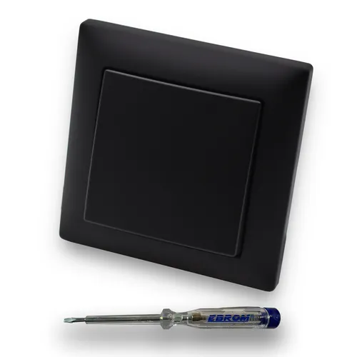 BUSCH JÄGER Wechselschalter 2000/6 US BBBlack Wippe BBBlack Rahmen Schwarz MATT