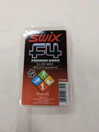 Swix 60g F4 Glidewax Warm mit Kork Gleitwachs - 4 Grad oder Wärmer Premium Warm