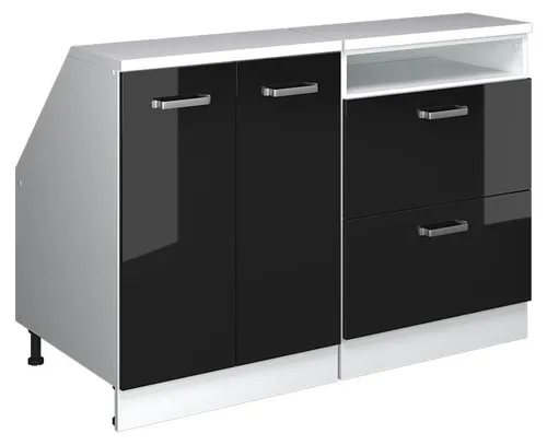Vicco Unterschrank R-Line, Schwarz Hochglanz/Weiß, 120 cm 2er Set - Optimaler Küchenschrank für Dachschrägen: Das 2er Set aus der R-Line Serie schafft zusätzlichen Stauraum mit 60 cm Tiefe. Stabil und langlebig, ideal für Geschirr und Vorräte.
